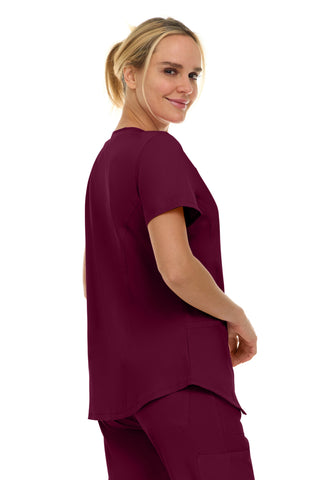 V-Neck Notch Stretch Scrub Top with Two Pockets, Flex Easy Care Fabric