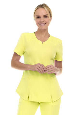 V-Neck Notch Stretch Scrub Top with Two Pockets, Flex Easy Care Fabric