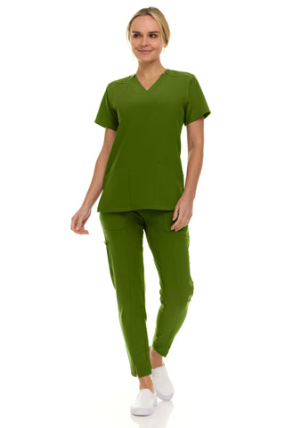 Jill - Saint V-Neck Tapered Leg Set| 8001