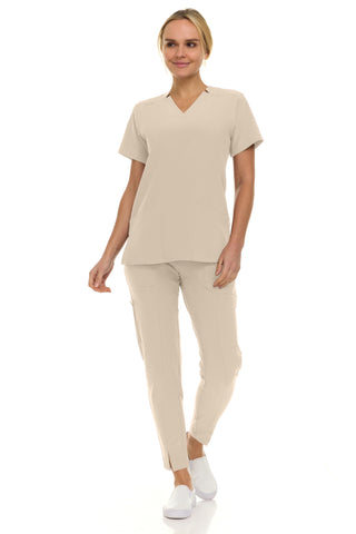 Jill - Saint V-Neck Tapered Leg Set| 8001