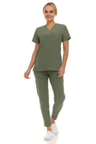 Jill - Saint V-Neck Tapered Leg Set| 8001