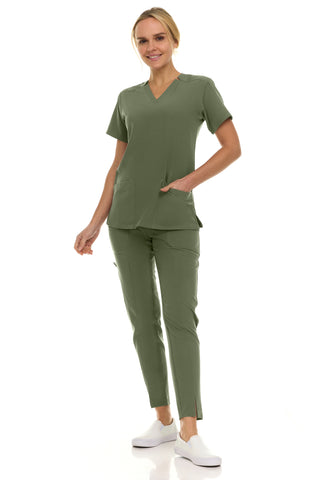 Jill - Saint V-Neck Tapered Leg Set| 8001