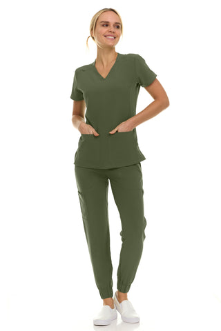 Gina - Saint V-Neck Jogger Set | 8002