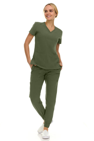 Gina - Saint V-Neck Jogger Set | 8002