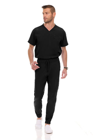 Men’s Full Scrub Set – Stretch V-Neck Scrub Top & 7-Pocket 4-Way Stretch Jogger Pants