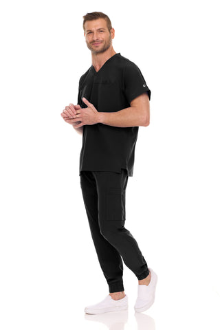 Men’s Full Scrub Set – Stretch V-Neck Scrub Top & 7-Pocket 4-Way Stretch Jogger Pants
