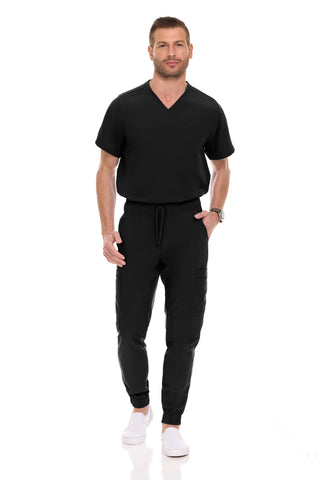 Men’s Full Scrub Set – Stretch V-Neck Scrub Top & 7-Pocket 4-Way Stretch Jogger Pants