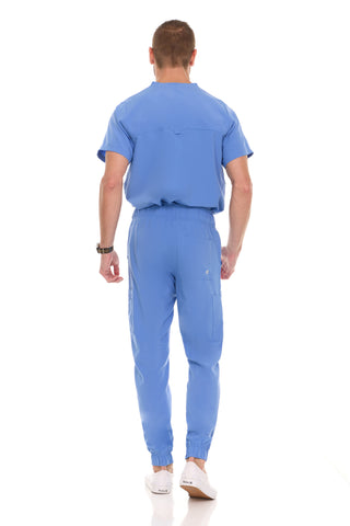 Men’s Full Scrub Set – Stretch V-Neck Scrub Top & 7-Pocket 4-Way Stretch Jogger Pants