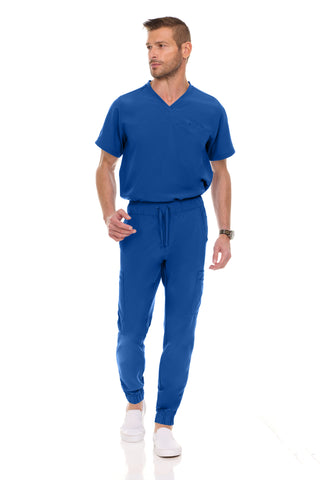 Men’s Full Scrub Set – Stretch V-Neck Scrub Top & 7-Pocket 4-Way Stretch Jogger Pants