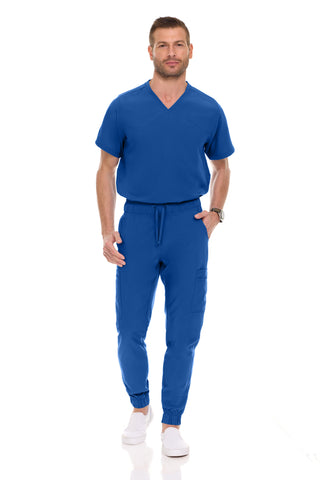 Men’s Full Scrub Set – Stretch V-Neck Scrub Top & 7-Pocket 4-Way Stretch Jogger Pants