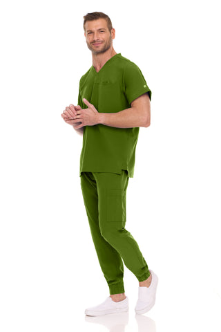 Men’s Full Scrub Set – Stretch V-Neck Scrub Top & 7-Pocket 4-Way Stretch Jogger Pants