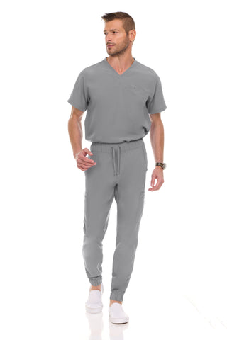 Men’s Full Scrub Set – Stretch V-Neck Scrub Top & 7-Pocket 4-Way Stretch Jogger Pants