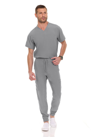 Men’s Full Scrub Set – Stretch V-Neck Scrub Top & 7-Pocket 4-Way Stretch Jogger Pants