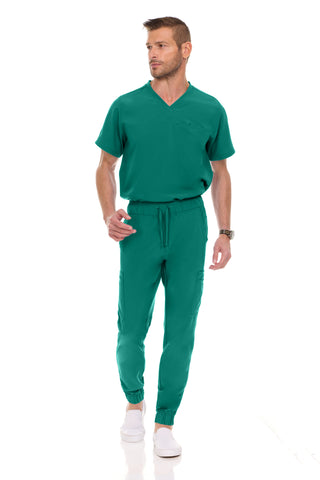 Men’s Full Scrub Set – Stretch V-Neck Scrub Top & 7-Pocket 4-Way Stretch Jogger Pants