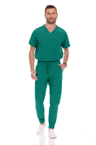 Men’s Full Scrub Set – Stretch V-Neck Scrub Top & 7-Pocket 4-Way Stretch Jogger Pants