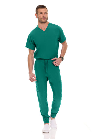 Men’s Full Scrub Set – Stretch V-Neck Scrub Top & 7-Pocket 4-Way Stretch Jogger Pants
