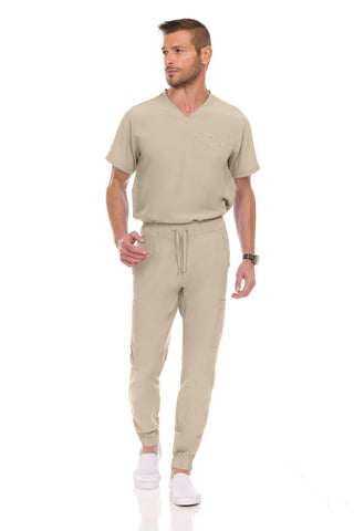 Men’s Full Scrub Set – Stretch V-Neck Scrub Top & 7-Pocket 4-Way Stretch Jogger Pants