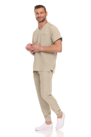 Men’s Full Scrub Set – Stretch V-Neck Scrub Top & 7-Pocket 4-Way Stretch Jogger Pants