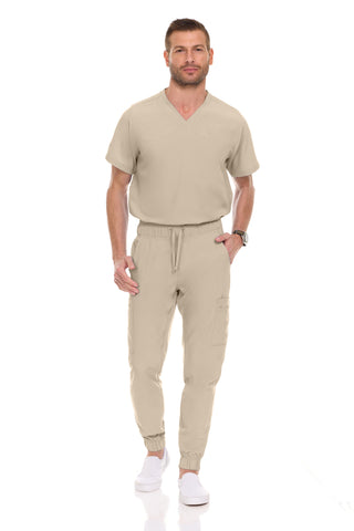 Men’s Full Scrub Set – Stretch V-Neck Scrub Top & 7-Pocket 4-Way Stretch Jogger Pants