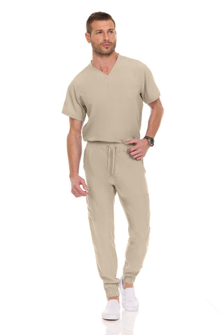Men’s Full Scrub Set – Stretch V-Neck Scrub Top & 7-Pocket 4-Way Stretch Jogger Pants
