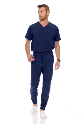 Men’s Full Scrub Set – Stretch V-Neck Scrub Top & 7-Pocket 4-Way Stretch Jogger Pants