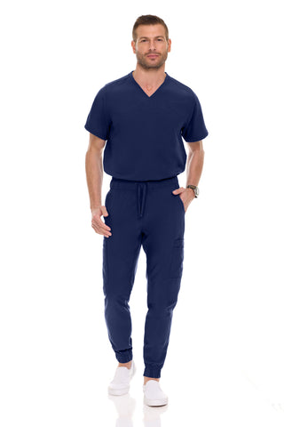 Men’s Full Scrub Set – Stretch V-Neck Scrub Top & 7-Pocket 4-Way Stretch Jogger Pants