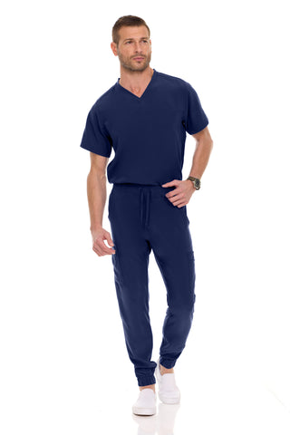 Men’s Full Scrub Set – Stretch V-Neck Scrub Top & 7-Pocket 4-Way Stretch Jogger Pants