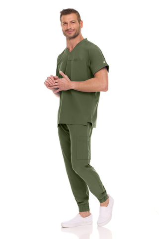 Men’s Full Scrub Set – Stretch V-Neck Scrub Top & 7-Pocket 4-Way Stretch Jogger Pants