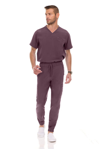 Men’s Full Scrub Set – Stretch V-Neck Scrub Top & 7-Pocket 4-Way Stretch Jogger Pants