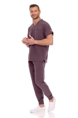 Men’s Full Scrub Set – Stretch V-Neck Scrub Top & 7-Pocket 4-Way Stretch Jogger Pants