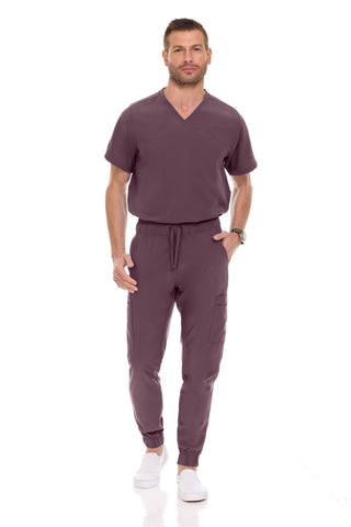 Men’s Full Scrub Set – Stretch V-Neck Scrub Top & 7-Pocket 4-Way Stretch Jogger Pants