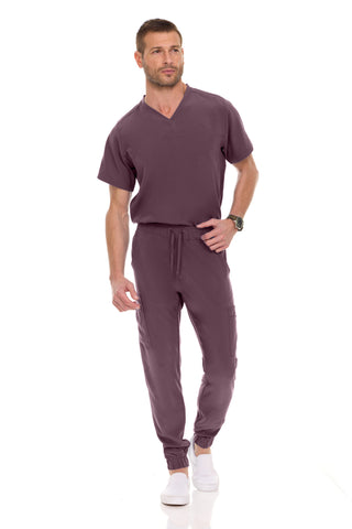 Men’s Full Scrub Set – Stretch V-Neck Scrub Top & 7-Pocket 4-Way Stretch Jogger Pants