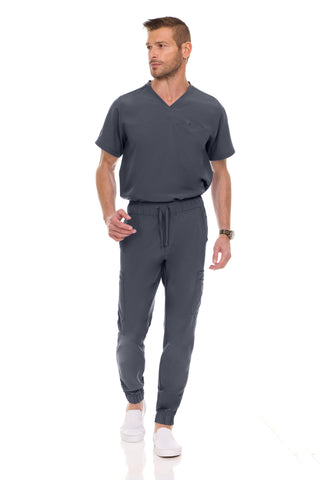 Men’s Full Scrub Set – Stretch V-Neck Scrub Top & 7-Pocket 4-Way Stretch Jogger Pants