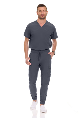 Men’s Full Scrub Set – Stretch V-Neck Scrub Top & 7-Pocket 4-Way Stretch Jogger Pants