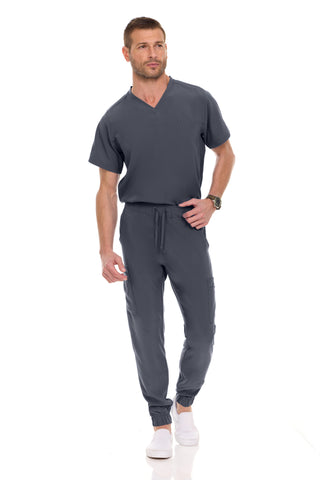 Men’s Full Scrub Set – Stretch V-Neck Scrub Top & 7-Pocket 4-Way Stretch Jogger Pants