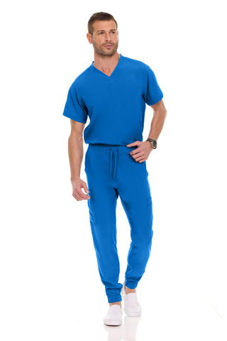 Men’s Full Scrub Set – Stretch V-Neck Scrub Top & 7-Pocket 4-Way Stretch Jogger Pants