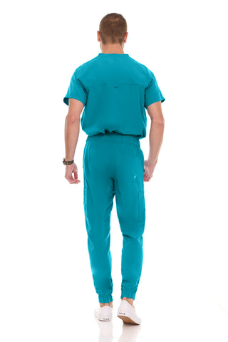 Men’s Full Scrub Set – Stretch V-Neck Scrub Top & 7-Pocket 4-Way Stretch Jogger Pants