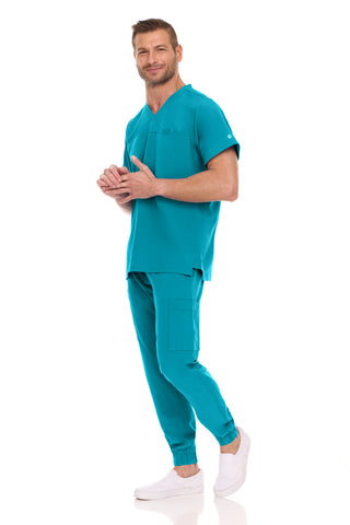 Men’s Full Scrub Set – Stretch V-Neck Scrub Top & 7-Pocket 4-Way Stretch Jogger Pants