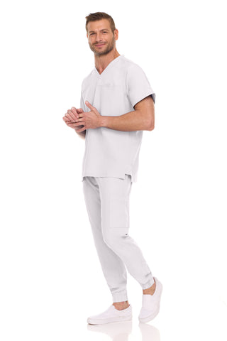 Men’s Full Scrub Set – Stretch V-Neck Scrub Top & 7-Pocket 4-Way Stretch Jogger Pants