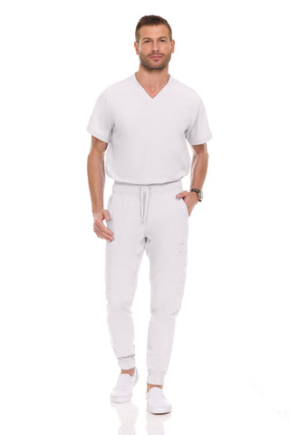 Men’s Full Scrub Set – Stretch V-Neck Scrub Top & 7-Pocket 4-Way Stretch Jogger Pants