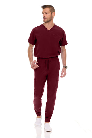 Men’s Full Scrub Set – Stretch V-Neck Scrub Top & 7-Pocket 4-Way Stretch Jogger Pants