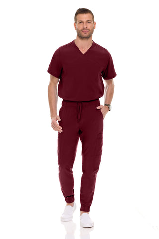 Men’s Full Scrub Set – Stretch V-Neck Scrub Top & 7-Pocket 4-Way Stretch Jogger Pants