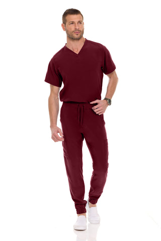 Men’s Full Scrub Set – Stretch V-Neck Scrub Top & 7-Pocket 4-Way Stretch Jogger Pants