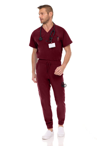 Men’s Full Scrub Set – Stretch V-Neck Scrub Top & 7-Pocket 4-Way Stretch Jogger Pants