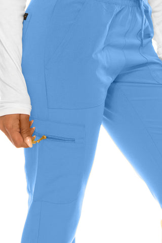 Jessica Simpson Scrubs 6-Pocket Jogger Pants with Zipper Pockets & Embroidered Logo