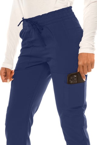 Jessica Simpson Scrubs 6-Pocket Jogger Pants with Zipper Pockets & Embroidered Logo