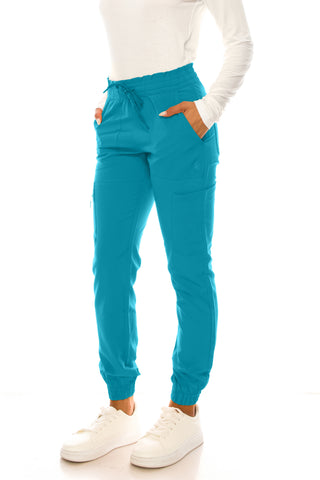 Jessica Simpson Scrubs 6-Pocket Jogger Pants with Zipper Pockets & Embroidered Logo