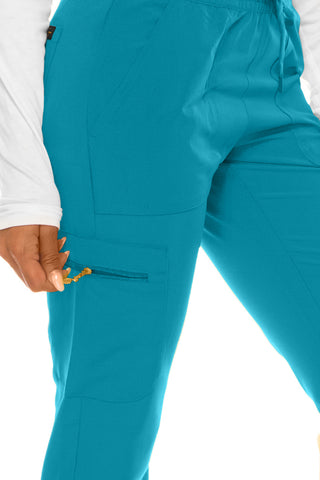 Jessica Simpson Scrubs 6-Pocket Jogger Pants with Zipper Pockets & Embroidered Logo