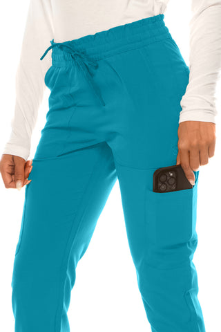 Jessica Simpson Scrubs 6-Pocket Jogger Pants with Zipper Pockets & Embroidered Logo