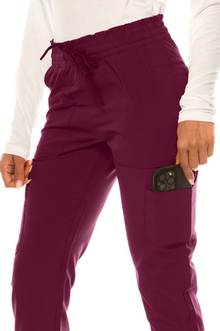 Jessica Simpson Scrubs 6-Pocket Jogger Pants with Zipper Pockets & Embroidered Logo